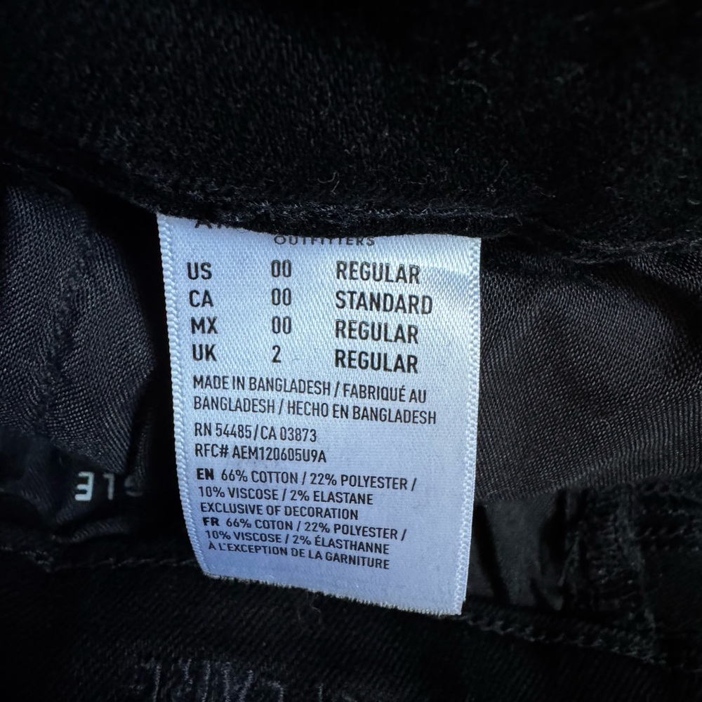 American Eagle AE Curvy Highest Rise Flare Black Button Fly Jeans Size 00 - Picture 7 of 11